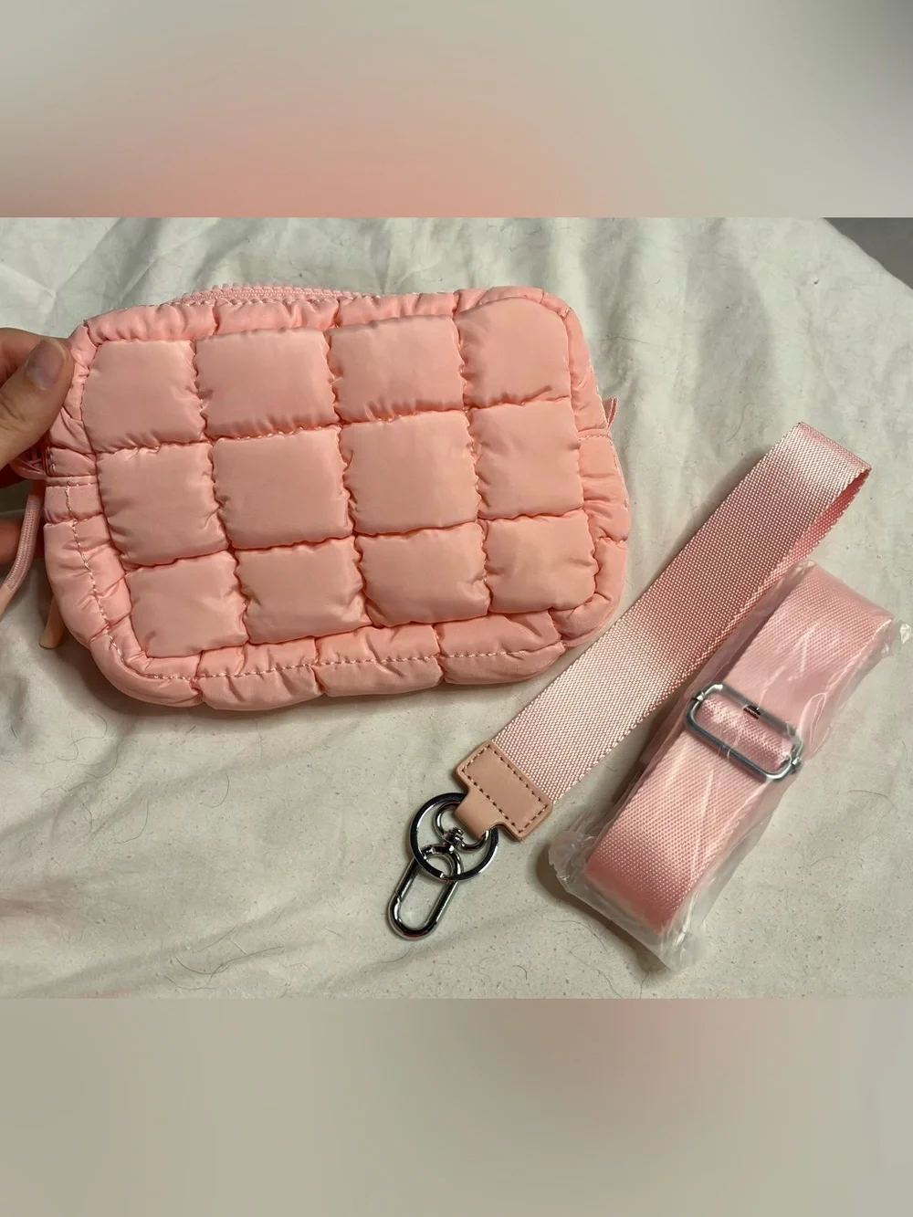 DOYOGI Quilted Pink Cosmetic Bag Travel Pouch